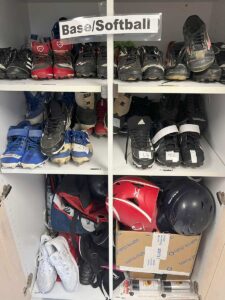 Donated clothes, equipment, and shoes